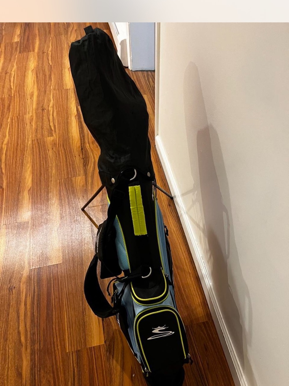 Youth Cobra Golf Stand Bag in Black and Light Blue with Neon Yellow Accents